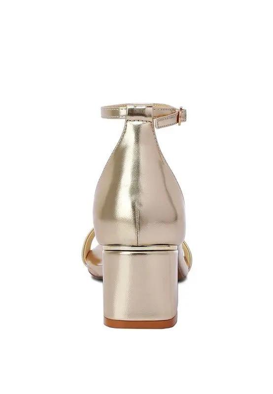 Makena Metallic Block Heel Sandals for Elegant Occasions - Love Salve